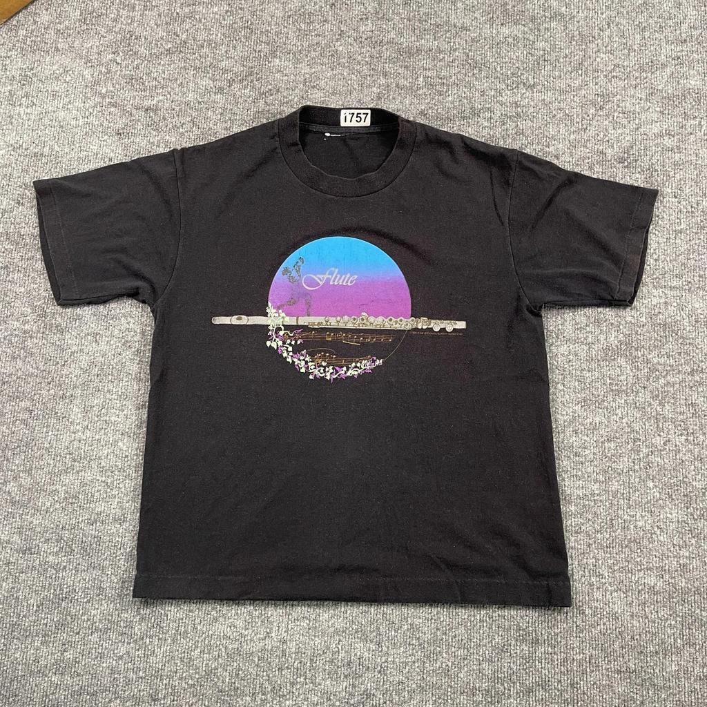 Vintage 1986 Flute Music Shirt Medium 19x22 Black