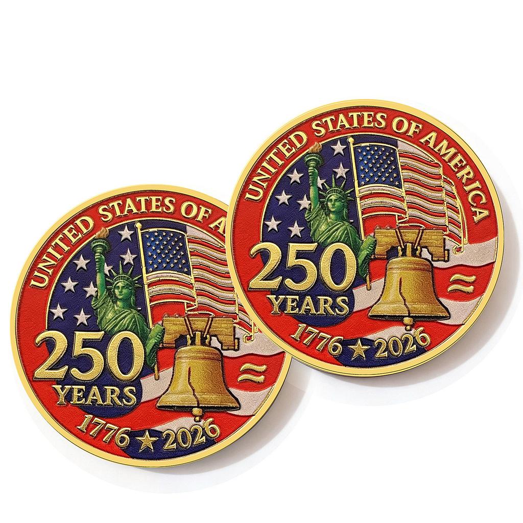 250th Anniversary Commemorative Coin Independence Day Founding Medal Challenge Coin Embossed Metal Coin Color Printed Badge