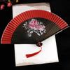 Chinese Style Tassel Folding Fan Exquisite Kimono Fan Blossom Printing Folded Fan  Home Decoration