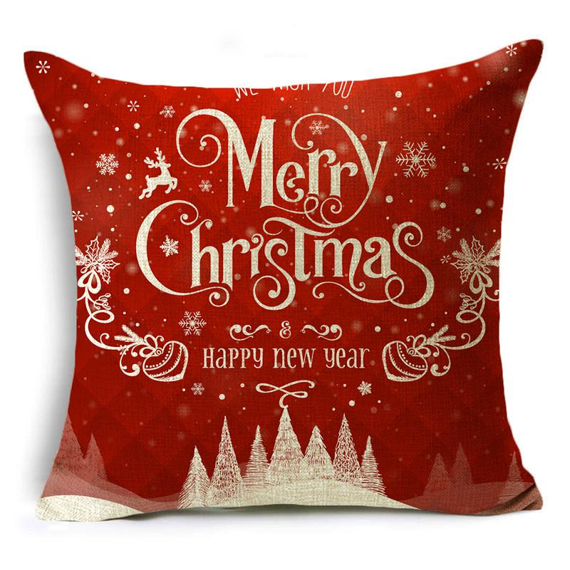 Home Decor Nordic Christmas Red Printed Polyester Pillowcase For Living Room Bedroom Decor Funda De Almohada