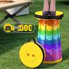 Rainbow Telescopic Folding Stool - Compact, Thickened, and Portable for Indoor/Outdoor Use