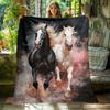 1pc Black And White Horses Printed Blanket, Four Season Blankets Suitable For Sofas, Beds, Living Rooms, Travel, Outdoor Camping