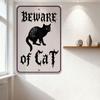 Beware of Cat Gothic Spooky Halloween Metal Tin Sign, Warning Cat Silhouette Wall Decor for Bar Pub Home, 8x12 Inch Vintage Meta