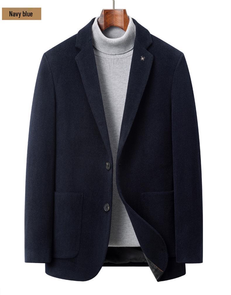 Men's Pure Wool Coat: Spring/Autumn Business Casual Suit Jacket & Versatile Loose Trousers