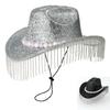 Heavy Diamond Cowboy Hats Tassels Glittered Hat for Disco House Cocktails Parties Vacation Sparkly Tassels for Comedian