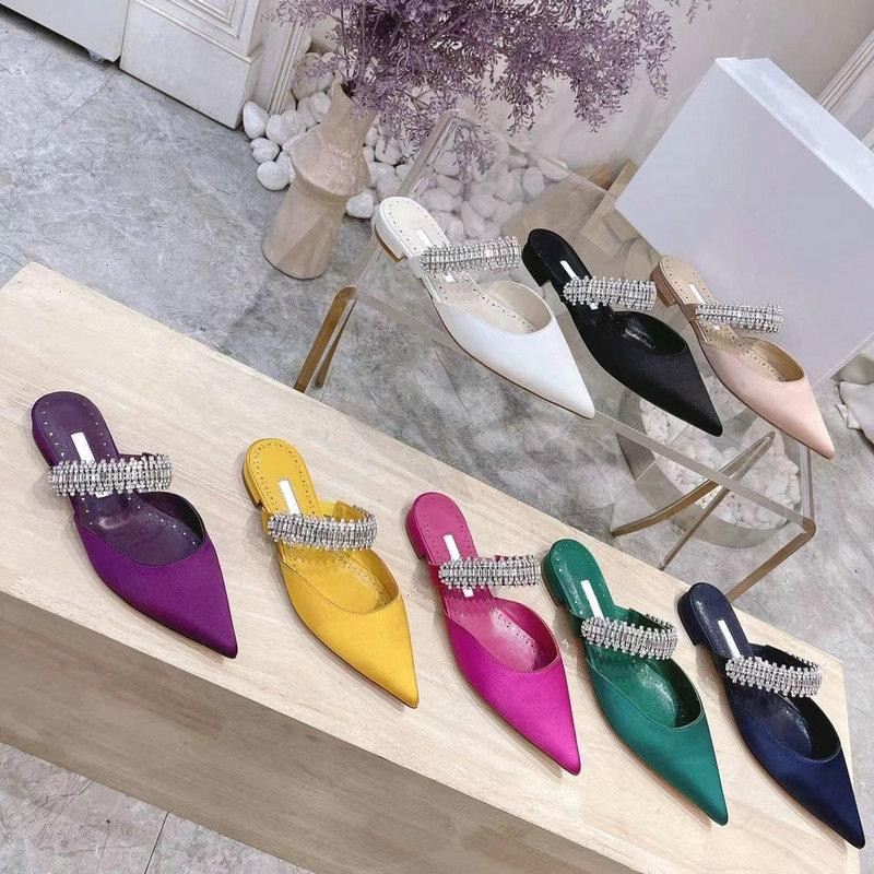 Fashion 2cm/6cm/8cm/10cm Pointy Fine Heels Rhine-diamond Chain Satin High Heels Mullers Wedding Shoes Bridesmaid Heels