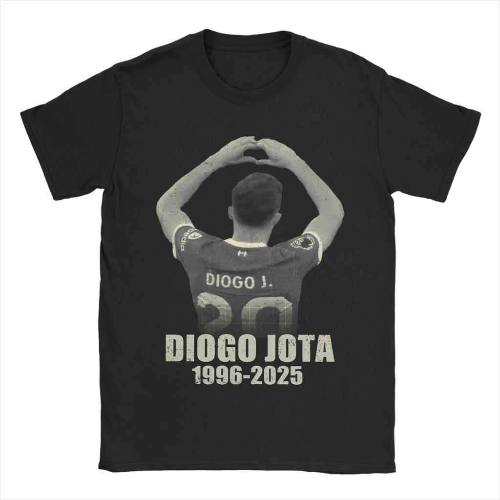 Diogo Jota Fotbalové tričko Pánské Vintage Trička z čisté bavlny Plážový O-výstřih Módní tričko Horký výprodej Oblečení plus size