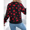 GMXIA Autumn and Winter Casual Color-blocking Heart-shaped Lantern Sleeve Pullover Sweater for Valentine's Day Women's Wear