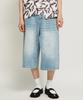 Dideobeulyueseui Washed Denim Bermuda Pants (Light Blue)