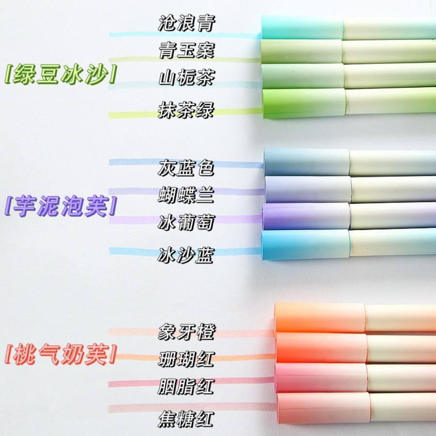 4Pcs Gradual Change Color Highlighter High Value Color Handbook Pen Student Marker Pen Office Supplies