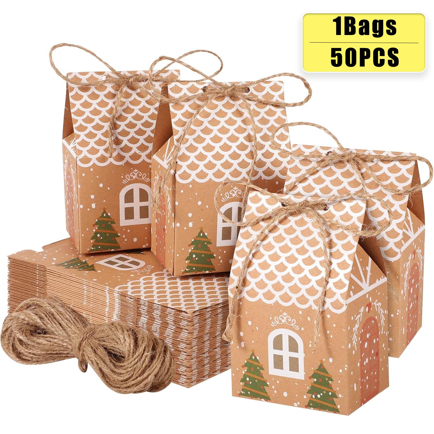Kraft Paper Christmas Candy Box European Style Wedding Favor Small House Design Holiday Gift Packaging