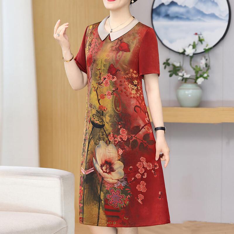 

Yuzhaolin Women s Summer Short Sleeve A-line Mid-length Dress 3XL