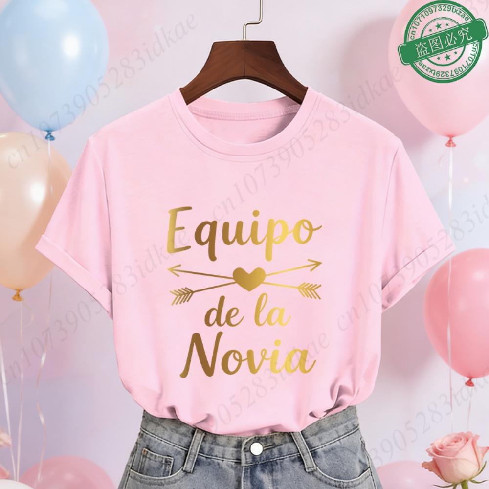 Spanische Mädchen Junggesellinnenabschied T-Shirts Team Braut Stamm Gold Blusen Kurzarm Rundhals T-Shirts für Junggesellinnenabschied Hochzeitsfeier