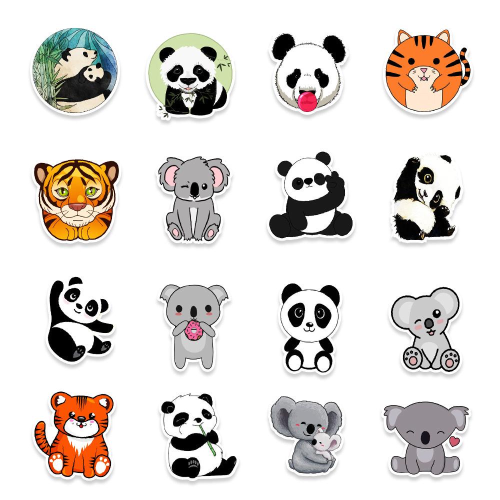 50 Photos of Panda Tiger Graffiti Stickers Skateboard Mobile Phone Kettle Hand Tent Creative Stickers Cute Pet