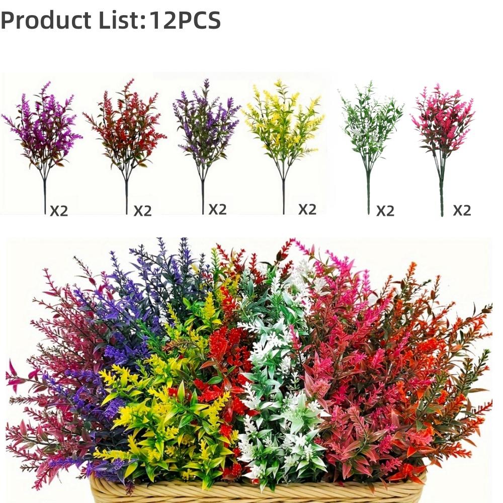 UV-Resistant Artificial Lavender Bouquets - Vibrant  Floral Arrangements for Outdoor Garden, Porch, Window Sill, Home Decor