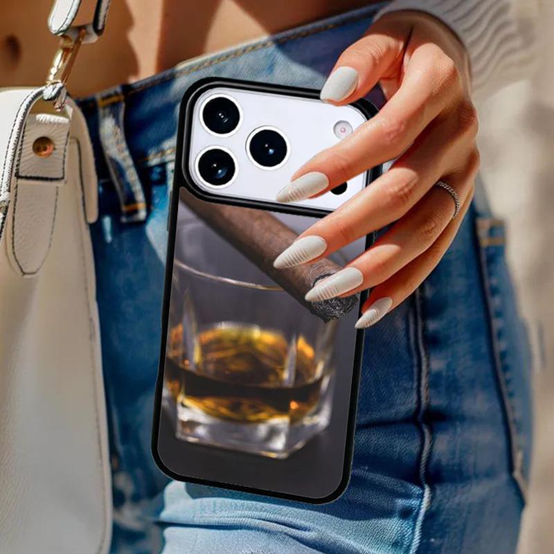 

Cigar Whiskey Ice Drink Phone Case For iPhone 17 Air 14 15 13 12 Max Cover For Apple 14 15 16 16e 11 Pro Max Plus Coque iPhone 17