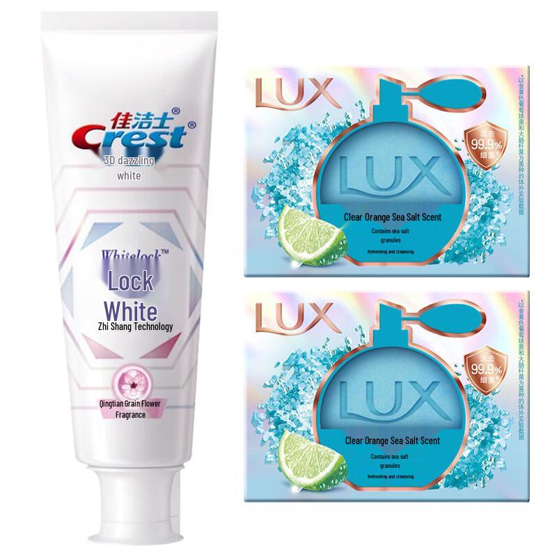 Lux Clear Orange Sea Salt Fragrance Soap & Toothpaste Family Pack
