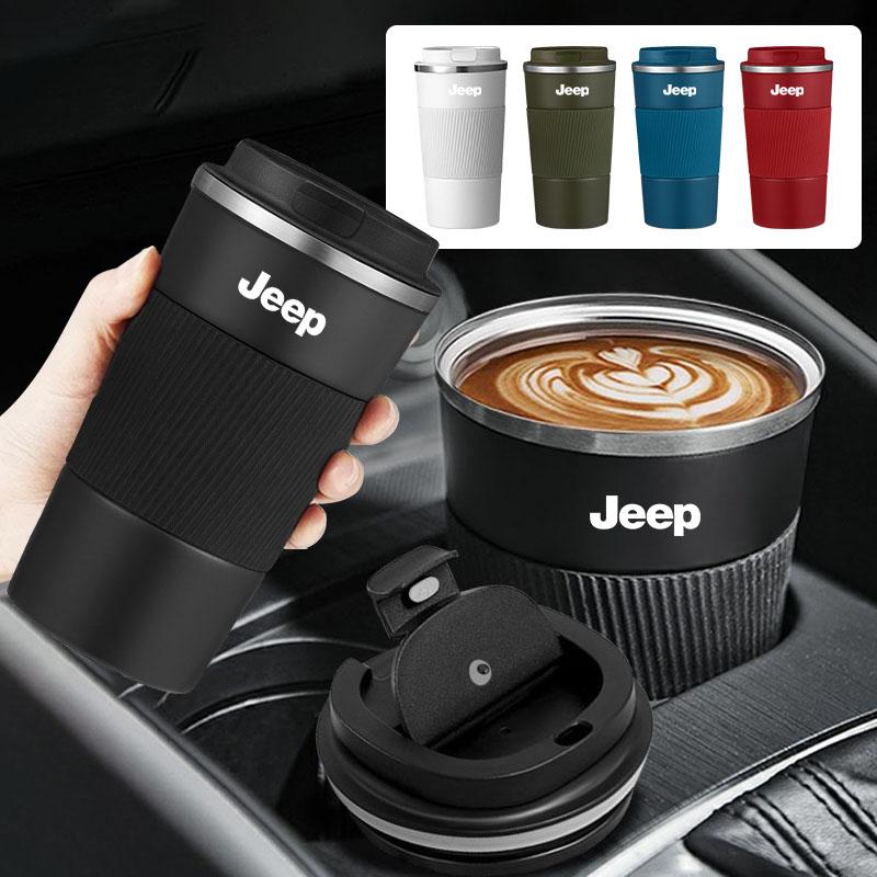 5 Colours Stainless Steel Coffee Cup Thermal Mug Car Sticker For Jeep Wrangler Grand Cherokee Renegade Tyre Stem Air Caps AKL1
