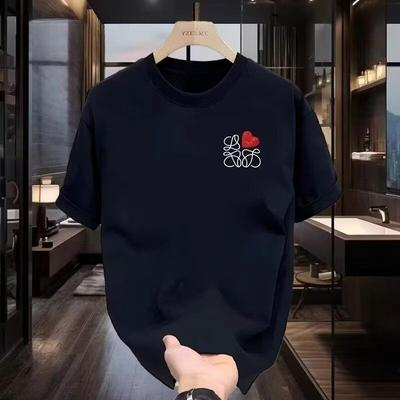 2025 Men's and Women's Summer Hong Kong Style New Shirts Trend Loose Ins American Pure Cotton Round Neck Short Sleeves Youth