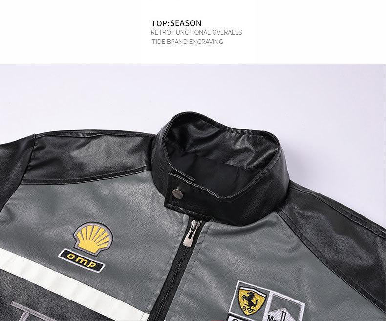 Men's PU Leather Motorcycle Racing Jacket with Velvet Lining - American Style Streetwear Outerwear