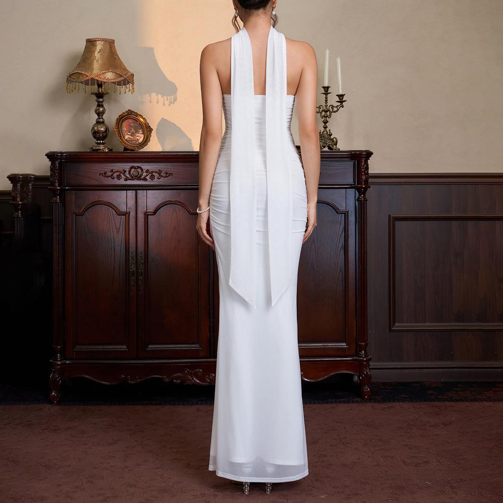 Summer New Mesh Fishbone Tube Top Dress, Sexy Temperament Muse Backless