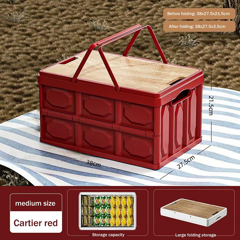 

Folding Storage Box Camping Gear Box Portable High Load-Bearing Capacity Handheld Storage Box Red M