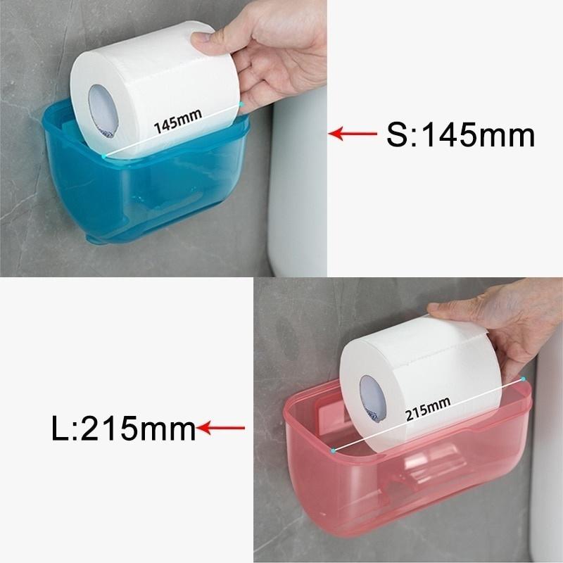 3 Colors Bathroom Toilet Paper Towel Holder Wall Mount Plastic WC Toilet Paper Holder with Storage Shelf Rack Paper Storage Box