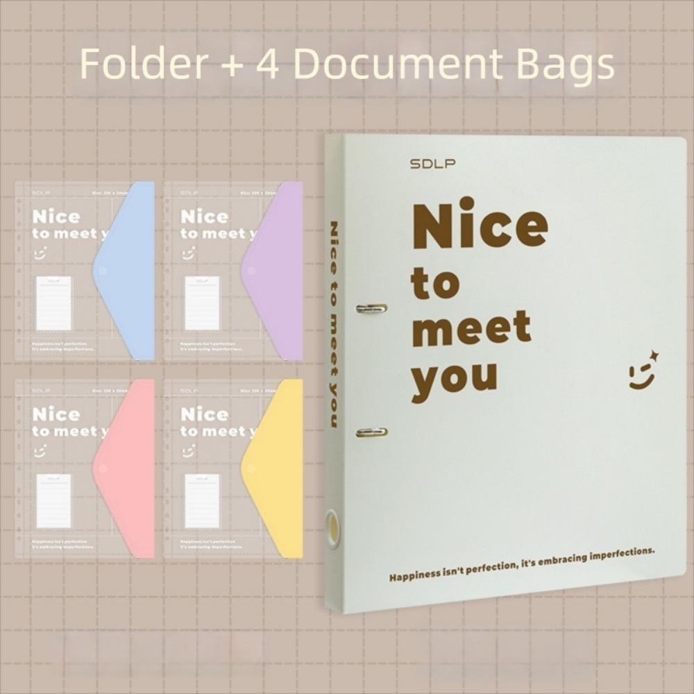 Detachable A4 File Folder PP Test Paper Storage Clip 2 Hole Binder Folders  School Supplies бежевый