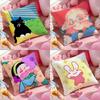 Dopamine Cartoon Style Cushion Cover Anti-dustmite Pillowcase Invisible Zipper Silky Short Plush Sofa Cushion Cover