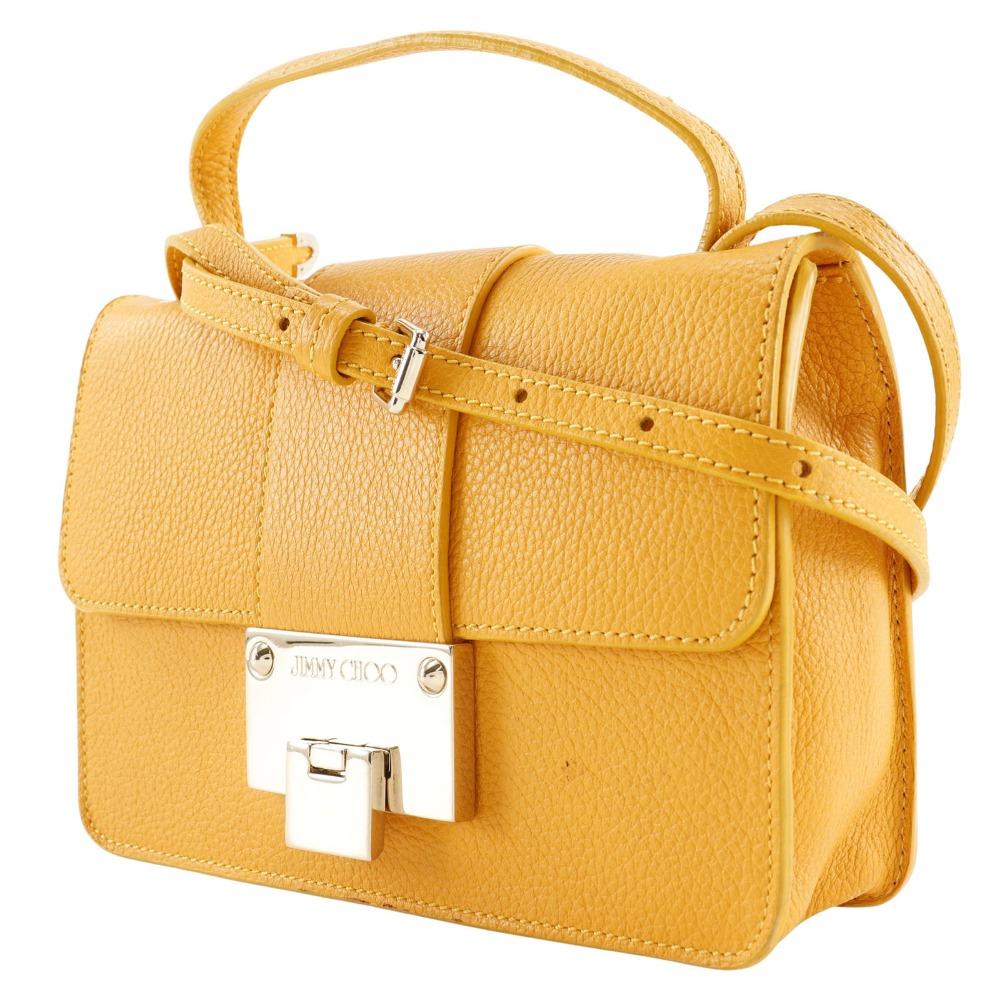 Jimmy Choo 2WAY Mini Shoulder Handbag Yellow Calfskin Women Used