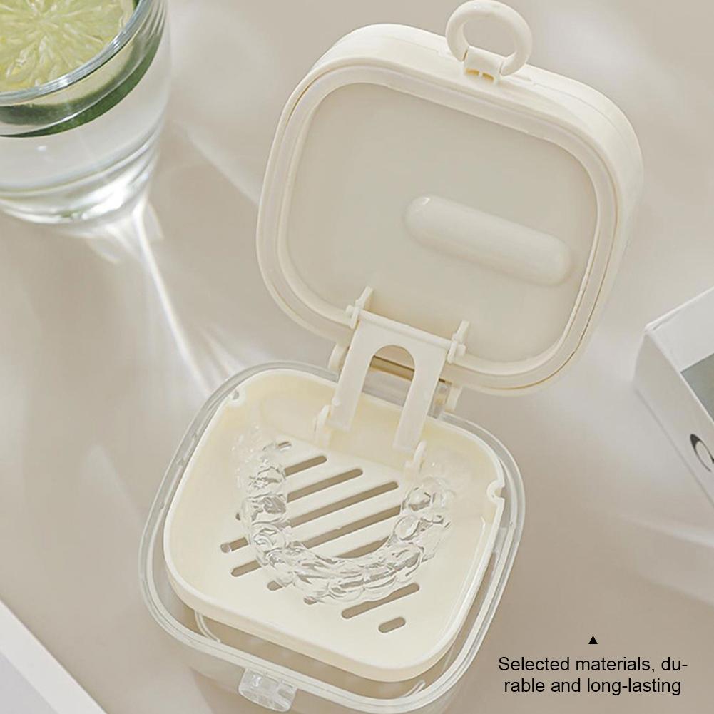Multi Functional Denture Cleaning Box Portable Bathroom Washing Denture Cleaner Storage Box Denture Cleaning Soaking Box