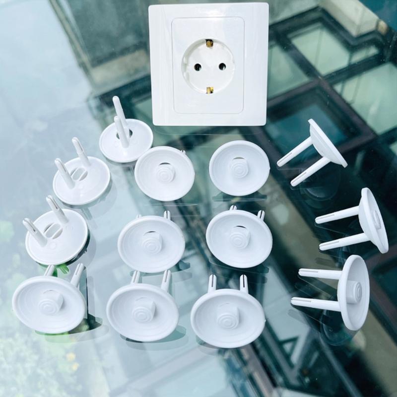 Pack of 10pcs European Safe Child Outlet Protector Shock Prevention Wall Socket Cover for Toddler Safety Home White