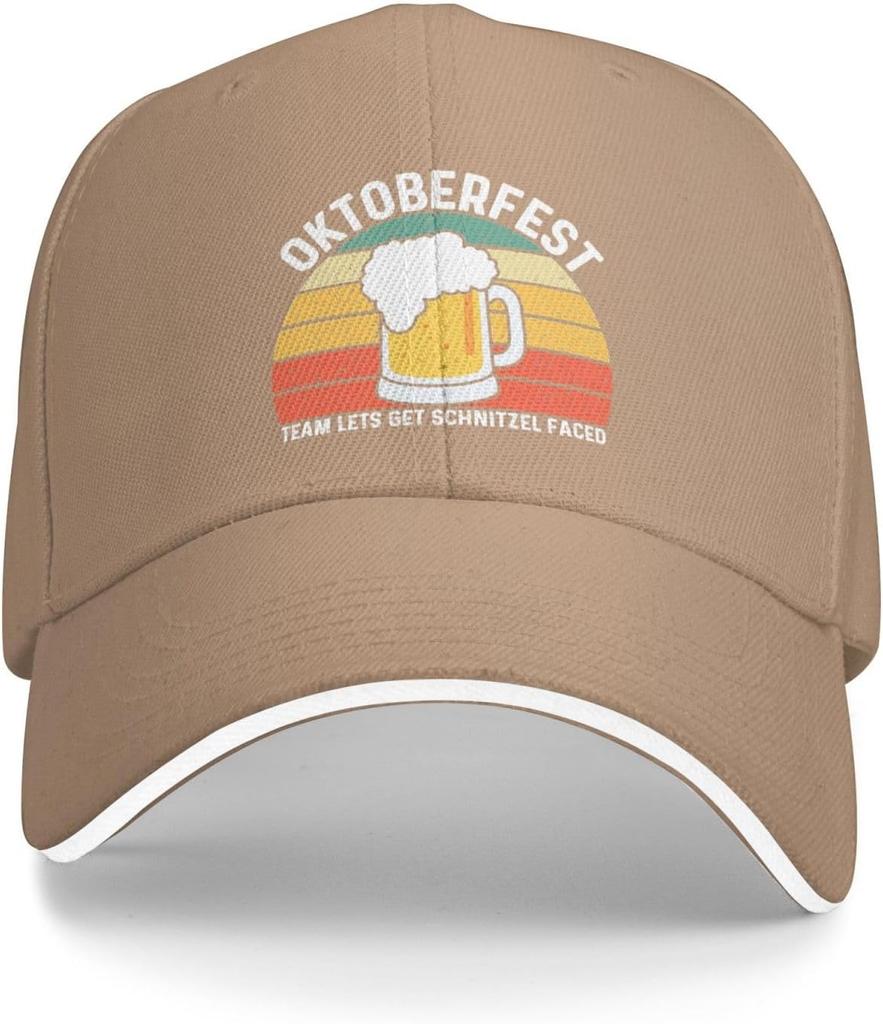 Oktoberfest Team Lets Get Schnitzel Faced Hat Unisex Women Baseball Cap Cool Sun Helmet Party Celebration Decorations
