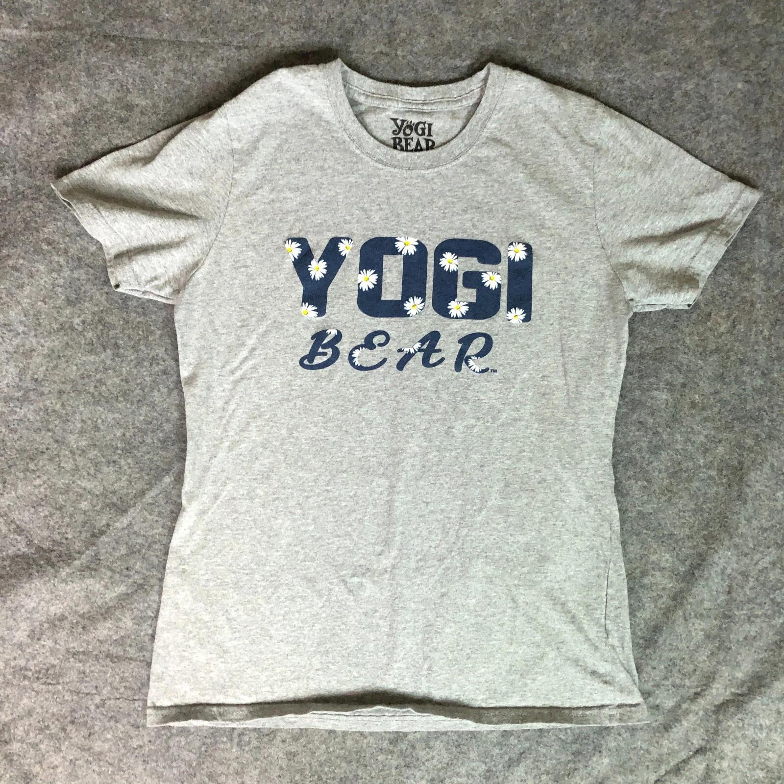 

Yogi Bear Womens Shirt Small Gray Navy Short Sleeve Tee Cartoon Graphic Floral 2XL