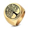 European-American 22MM Laser Engraved Tree of Life Stainless Steel Ring for Women