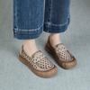 Retro Leather Women's Shoes Spring and Summer Breathable One Pedal Hollow Breathable Soft Sole Bag Head Sandals Women's Single Shoes