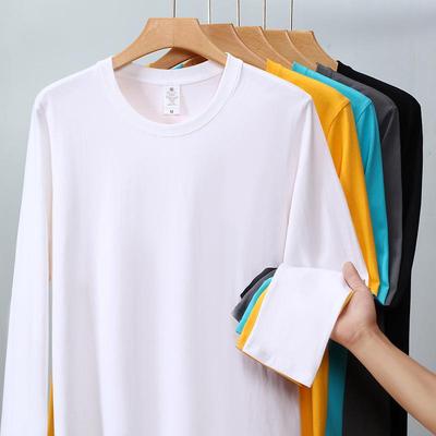 Men's Heavyweight 220g Cotton Long Sleeve Crew Neck T-Shirt, Available In 24 Solid Colors