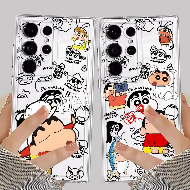 Case for Samsung Galaxy S26 Note 20 Ultra 10 S25 Edge S20 Plus S24 S21 S22 FE S23 Ultra Phone Cover Shark Crayon Shin Chan