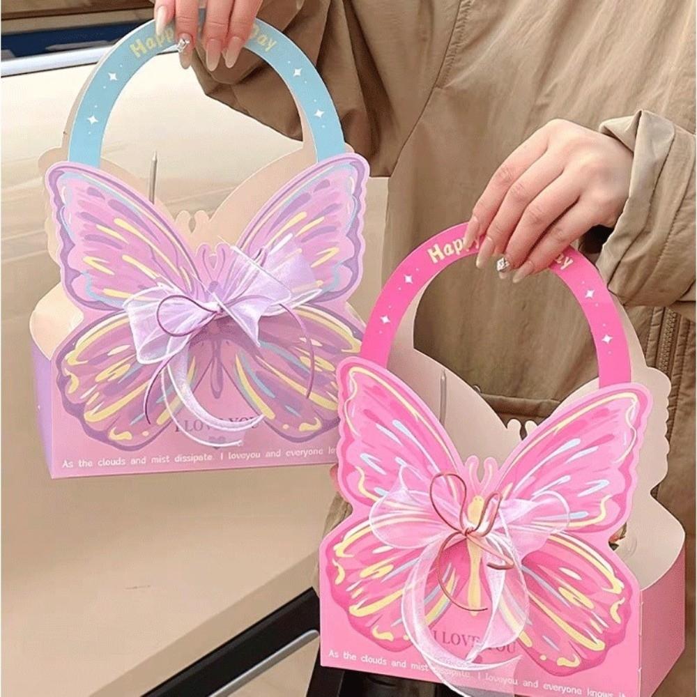 Floral Arrangements Gift Box Paper Handled Paper Box Decorative Flower Bouquet Bag Parties