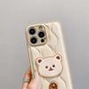 Cute Bear Wristband Lanyard Down Jacket Phone Case For iPhone 15 14 13 12 11 Pro Max Korea Soft Cover