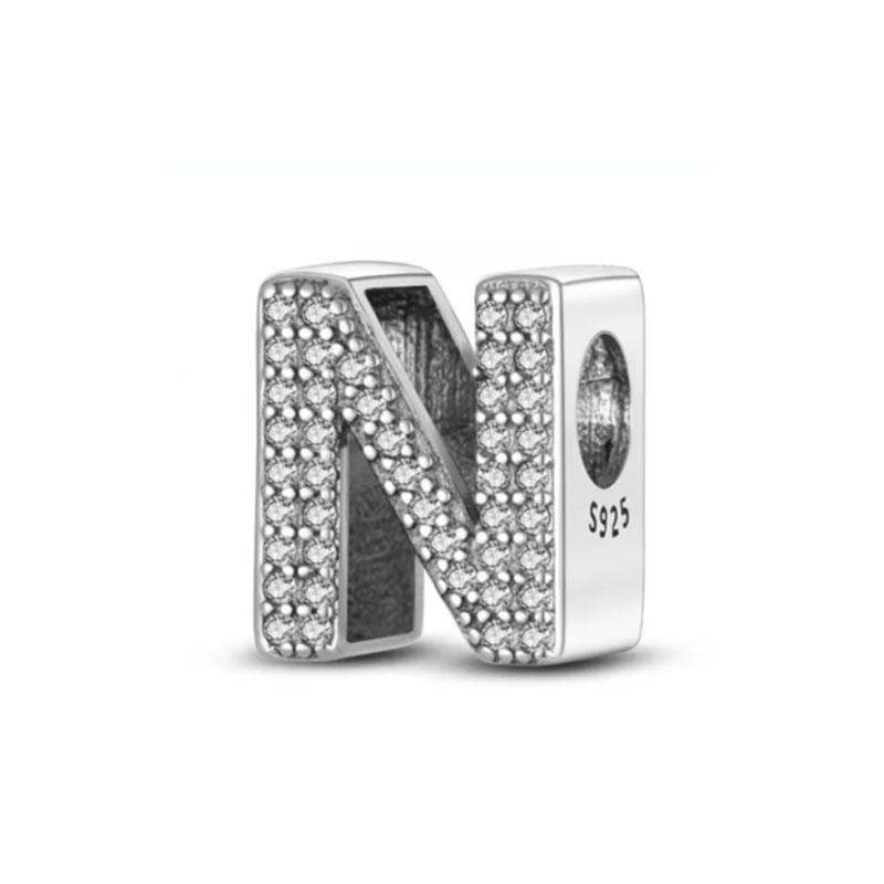 Classics Copper Shiny Zircon English Alphabet Beads Pendant Piece Charms Ideal For Original Fashion Bracelet Jewelry Piece Women Gift
