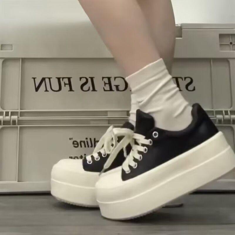 Big head thick-soled muffin autumn and winter new heightening casual versatile sports lightweight board shoes