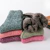 3 Pairs of Winter Mid-calf Socks In Solid Color with Thickened Wool Loops, Warm Women's Rabbit Wool Socks
