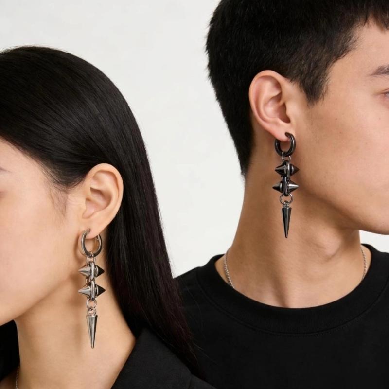 Stainless Steel Rivet Conical Studs Earrings Hip Hop Punk Style Ear Accessories for Daily Wear Parties