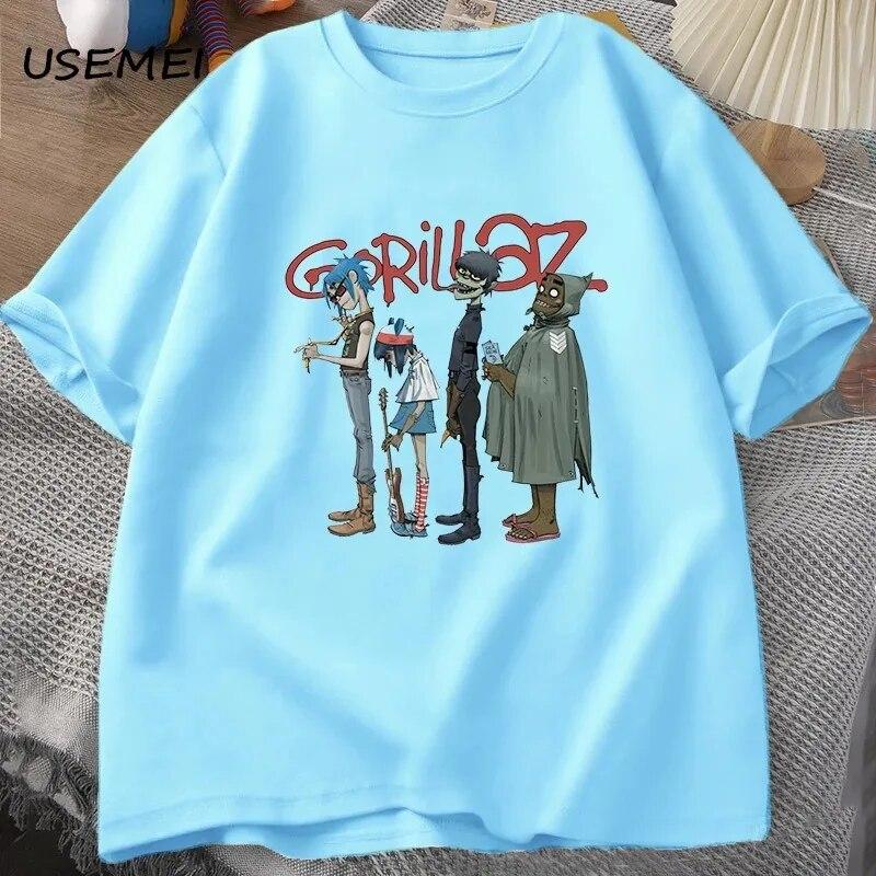Trupa de muzică Gorillaz PUNK ROCK Tricou Unisex Femei Vara anilor 90 O-gate Bumbac mânecă scurtă Tricouri Haine Vintage Y2K Îmbrăcăminte Tricou