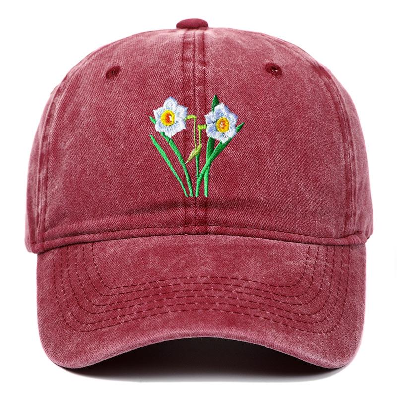 Men's Retro Washed Cotton Embroidered Distressed Dad Baseball Cap with Soft Brim