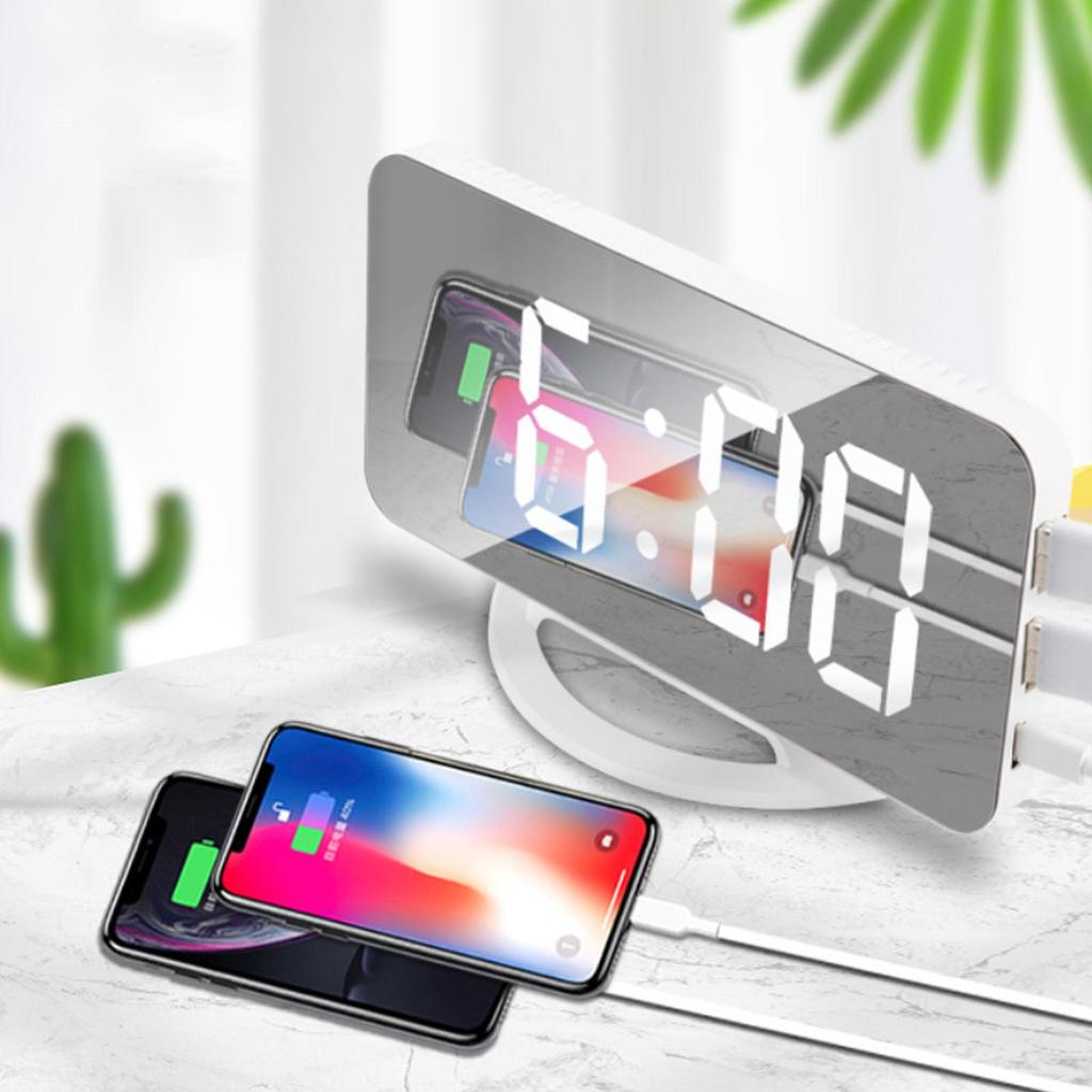 Mirror Multifunctional Alarm Clock Intelligent Makeup Mirror Clock Simple Desk Automatic Photosensitive Electronic Table Clock