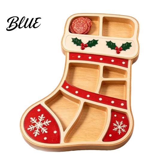 Festive Fruit Dish with Compartments Christmas Tree Serving Platter, Wooden Snack Tray for Holiday Parties, Multi-Compartment Food Display Creative