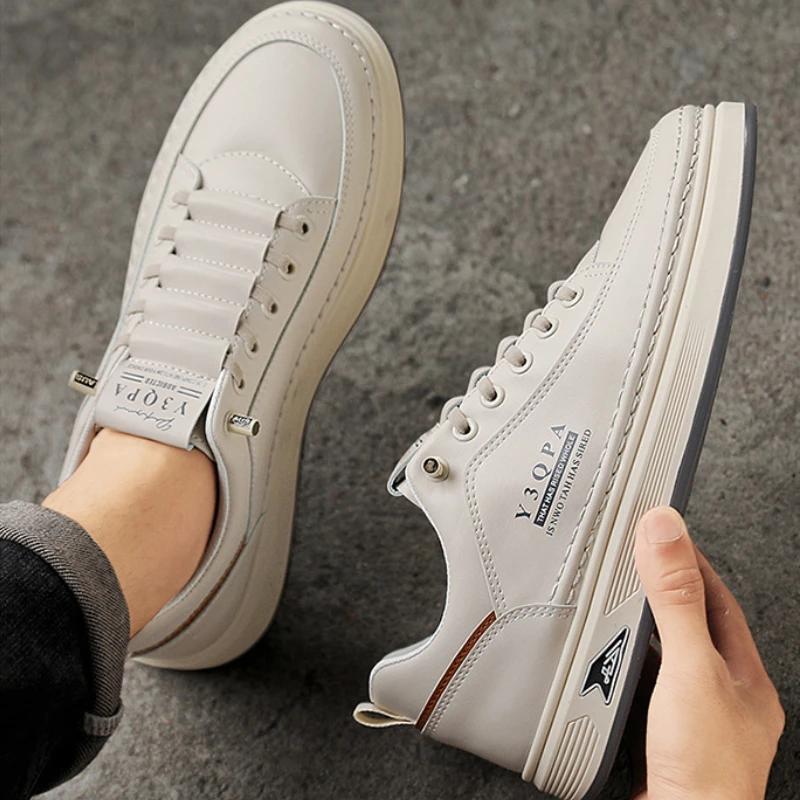 Luxury Men Leather Shoes Fashion Comfortable Casual Shoes for Men Breathable Non-Slip Sneakers Designer Tenis Men Walking Shoes