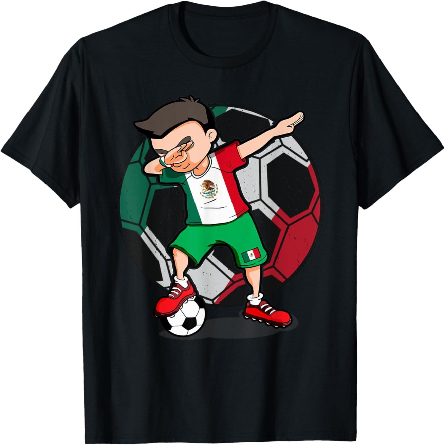 Dabbing Soccer Boy Mexico Soccer Fan Jersey Mexican Football T-Shirt S
